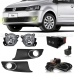 Kit Farol Auxiliar Fox 2010 A 2013 Com Moldura Preta Aro Cromado Botao Quadrado E Lampada