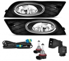 Farol Auxiliar New Civic A Partir de 2012 Kit Com Moldura Preta Aro Cromado E Lampada