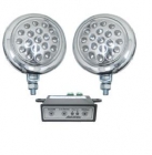 Kit Farol Auxiliar Slim Estrobo 19 Leds Redondo Corpo Cromado Super Branco 12V
