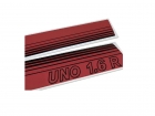 EMBLEMA FAIXA LATERAL FIAT UNO 1990 A 1993 1.6R VERMELHA