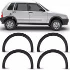 KIT 4 ACABAMENTO ALARGADOR PARALAMA FIAT UNO WAY 04/09 PRETO