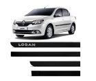 APLIQUE FRISO LATERAL LOGAN 2014 A 2016 4 PTS PRETO INJETADO