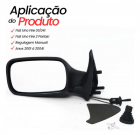 RETROVISOR UNO FIRE 2 PORTAS 2001/2004 COM CONTROLE ESQUERDO
