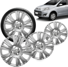 Kit 4 Calota Palio Essence 2014 2015 Aro 13 Prata Cubo Baixo