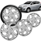 Kit 4 Calotas Palio Fire 15 16 Aro 13 Prata Cubo Baixo