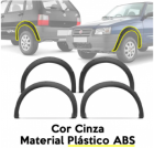 Kit 4 Acabamento Alargador Paralama Fiat Uno Way 04/09 Cinza
